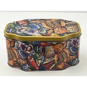 The Silver Crane Company Collectible Tin Box Vintage 1995 Travel Trunk of Toys